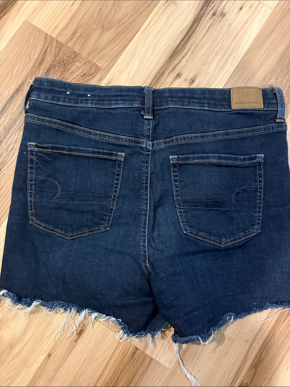 American Eagle Outfitters high rise shortie Dark Indigo Denim Cutoff Shorts - Picture 4 of 4